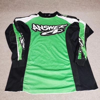 Camiseta deportiva de motocross Answer Racing de colección para hombre grande verde manga larga años 90 hecha en EE. UU. Foto 1 de 4