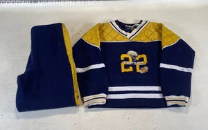 Boy's Buddy Boys VTG Blue/Yellow Football 2Pc. Set Sweater & Pants Lowers Size 7 - Picture 1 of 5