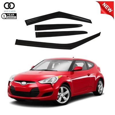 4Pcs Smoke Side Window Vent Visors Rain Guards For Hyundai Veloster 2011 12-2017 - Image 1 of 4