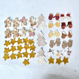 VTG QUILT Applique CHRISTMAS Trees Mitten Star Gingerbread Men CRAFT LOT Die Cut - Picture 1 of 17