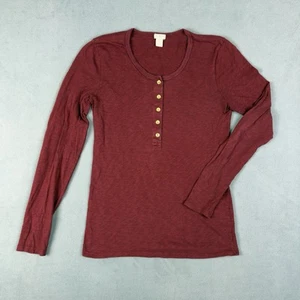 J.Crew Henley Blouse Top Women’s Size XS Red Long Sleeve Casual - Picture 1 of 9
