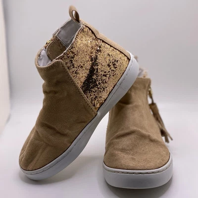  Crazy 8 boots, little girls gold glitter and tan suede sz 9 - Image 1 of 4