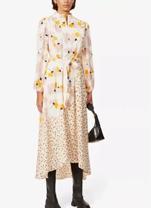 ME+EM Dress Romantic Floral Satin + Tie Size UK12 - Picture 1 of 20
