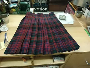 Plaid Tartan Pleated Worsted Wool Skirt Size 8 Red Women Pre-owned Handmade Scot - Picture 1 of 5