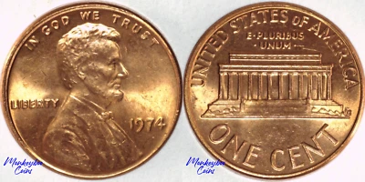 1974 Lincoln Memorial Cent - Misaligned Dies & Collar Clash - Rare Error Coin - Image 1 of 4