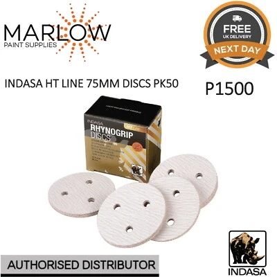 INDASA C55990 RHYNOGRIP HT LINE 75MM 3 HOLE GRIP SANDING DISCS PK50 - P1500 - Image 1 of 4