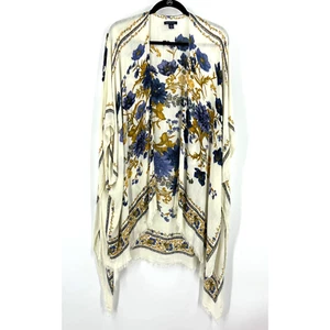 American Eagle Outfitters Poncho Cardigan Fringe Light Weight Floral One Size  - Picture 1 of 9