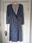 Crew |Clothing Co. blue/black/white pattered mock wrap dress, size 14