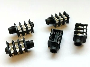 Paquete de 5 Neutrik NRJ6HH-1,1/4" conector estéreo, conmutado, medio roscado, montaje de PCB - Imagen 1 de 3