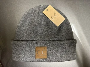 C.C Eco Friendly Recycled Winter Chunky Stretchy Knit Beanie Cap Hat Solid Gray - Picture 1 of 3
