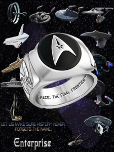NEW! STAR TREK "FINAL FRONTIER" ENSCRIBED STAINLESS STEEL RING SZS 7 THRU 10 - Picture 1 of 4