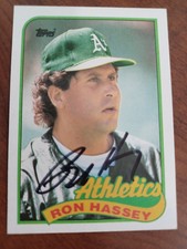 RON HASSEY 1989 Topps # 272 autographed signed card ATHLETICS 89 Auto