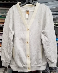 Victoria's Secret PINK Premium Fleece Boyfriend Cardigan Sz M - Light Grey - Picture 1 of 8