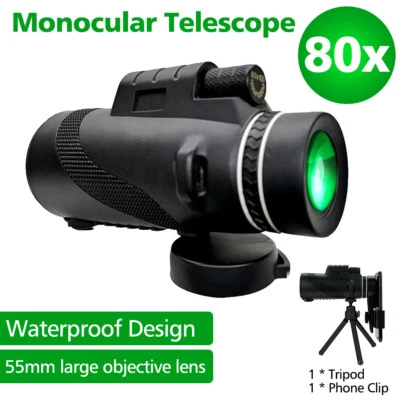 MARKENLOS 80x100 HD Monokular Teleskop Kamera Starscope Zoom Teleskop mit Handy Stativ NEU