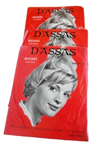 LOT 3 PAIRES BAS NYLON MOUSSE RENFORCEE MARRON D'ASSAS Taille 4 VINTAGE - Picture 1 of 4