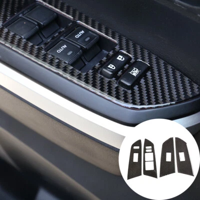 Cubierta de interruptor de ventana de puerta interior de fibra de carbono para Toyota Tundra 2014-2018 Foto 1 de 4