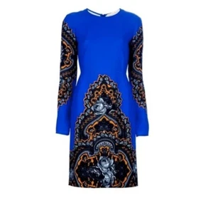 Stella McCartney 2012 ALTERED Blue Ornate Floral Printed A-Line Dress sz 40 - Picture 1 of 6