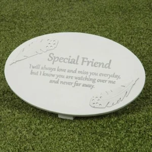 Grave Stone Thoughts Of You Friend Memorial Plaque Sentiment Animal Resin - Picture 1 of 4