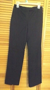 WOMENS CHARTER CLUB PIN STRIPE DRESS PANTS-BLACK-SIZE 10 - Picture 1 of 7