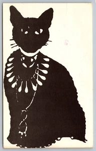 Postal Gato Negro Obra de Arte Afghani Goods Cerámica Granero Incunabula LTD - Imagen 1 de 2