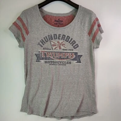 Винтажная футболка с графикой Triumph женская с логотипом M Thunderbird светло-серая Americana - Изображение 1 из 4