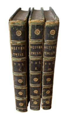 Oliver Twist In Three Volumes, Charles Dickens First Edition 1838 BOZ - Image 1 of 4