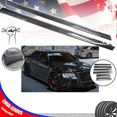 Panel basculante de faldón lateral de fibra de carbono de 78,8" apto para Chrysler 300 C SRT8 Foto 1 de 4