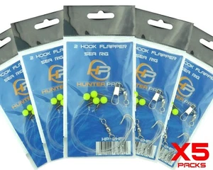 Sea Fishing Rigs X 5. 2 Hook Flapper Rig. Hunter Pro Sea Fishing Tackle Set - Picture 1 of 4