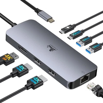 USB C Docking Station 8 in 1 Dual Monitor 4K Ethernet PD Laptop Hub - Bild 1 von 4