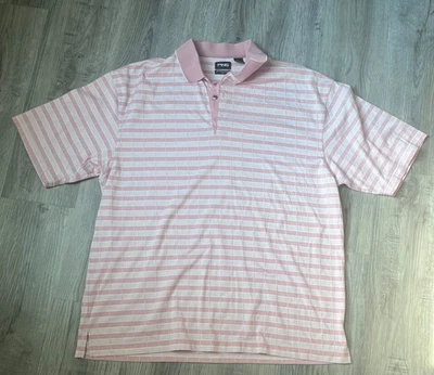 Polo de golf Ping para hombre XL rosa a rayas manga corta rendimiento texturizado Foto 1 de 4