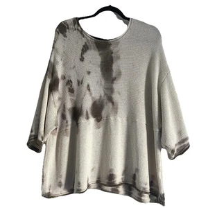 J Jill Pure Jill Kimono Sweater Medium Tan Tie Dye Knit  Lightweight Oversized - Picture 1 of 11