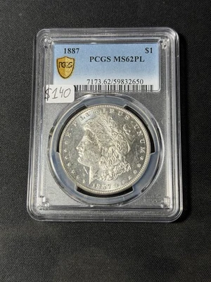 1887 PCGS MS62PL Morgan Silver Dollar! Blast White - Nice Fields - Image 1 of 2