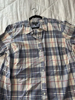Talbots Long Sleeve Button Down Casual Shirt 2X Petite Blue, Pink, & White Plaid - Image 1 of 4