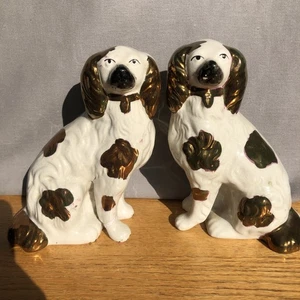 Rara coppia cani Petite 19C inglese Staffordshire rame spaniel mantello 6" - danni - Foto 1 di 12