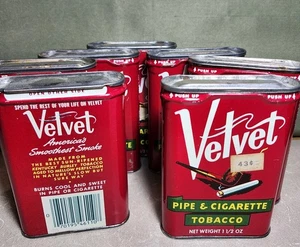 7 Vintage Velvet Pipe Cigarette Smoking Tobacco Pocket Flip Top Tin Lot Tins - Picture 1 of 8