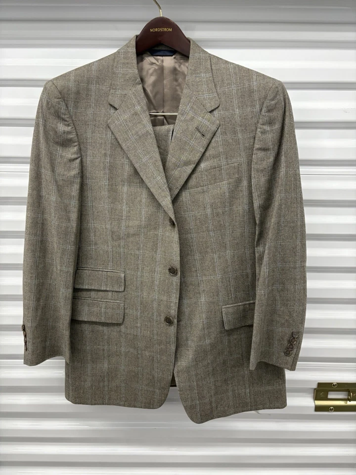 Traje a cuadros a rayas marrón azul lana Burberry Foto 1 de 4