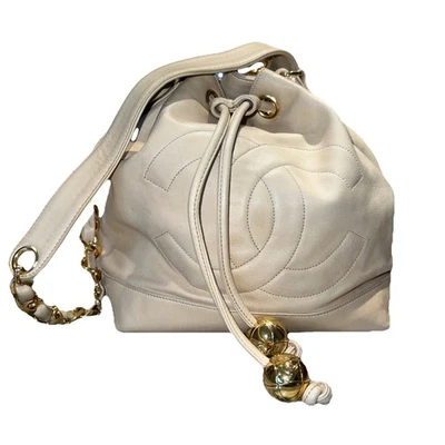 Vintage Chanel 24k CC Beige Double Golden Ball Bucket Bag - Image 1 of 4