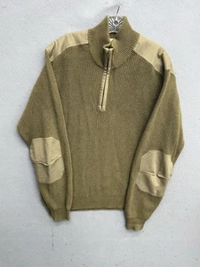 Orvis 1/4 Zip Patch Knit Cotton Heavy knit Sweater Jacket Mens Size Large L - Picture 1 of 10