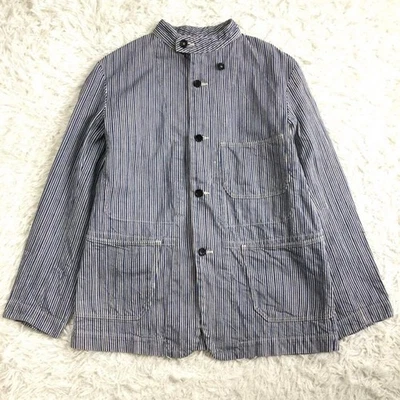 Chaqueta Denim 45R/45rpm Algodón Nogal Cuello Banda Rayas Azul Excelente Estado Foto 1 de 4