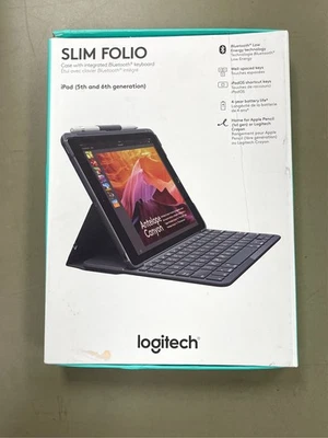 Logitech SLIM FOLIO Keyboard/Cover Case (Folio) Apple Pencil, iPad (2018), iPad - Image 1 of 2
