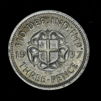 GB GEORGE VI PLATA (.500) TRES PENIQUES - 1937 ++ ¡¡GRADO NÍTIDO!! ++ [193-10] Foto 1 de 2