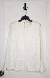 Weiche Umrandung Gr. L Damen Spitze Lilith Bluse Top weiß bestickt - Bild 1 von 8