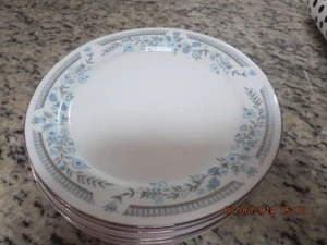 SET OF 6 VINTAGE LUNCHEON PLATES--8" ACROSS--BLUE AND SILVER--#T15A-8 - Picture 1 of 24