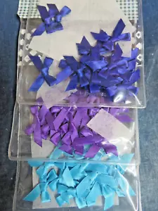 3 packs VINTAGE pre made SATIN BOWS purple shades BLUE crafts TRIM dolls SEWING - Picture 1 of 4