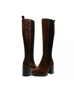 $170 Steve Madden Woman's Deegan Brown Suede Boots - Picture 1 of 4