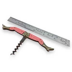 1890's - German Celluloid Lady - Ladies Legs - Corkscrew - Pink & White Stripes - Picture 1 of 7