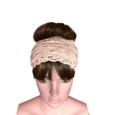 Envoltura de cabeza neutra. Diadema de encaje. Diadema ancha. Envoltura elástica para el cabello. Pieza de pelo. Foto 1 de 2