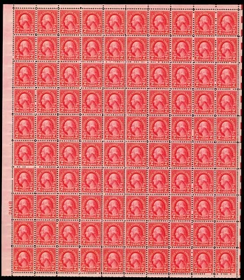 Scott #634 George Washington Sheet of 100 Stamps - MNH P#21418 Normal EE - Image 1 of 2