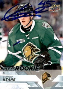 Gerard Keane Signed 18/19 Upper Deck CHL Star Rookies card #332 London Knights