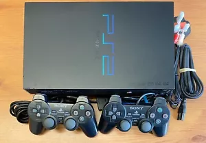 Sony PlayStation 2 PS2 Console Official Controllers Memory Card Power + AV Cable - Picture 1 of 4